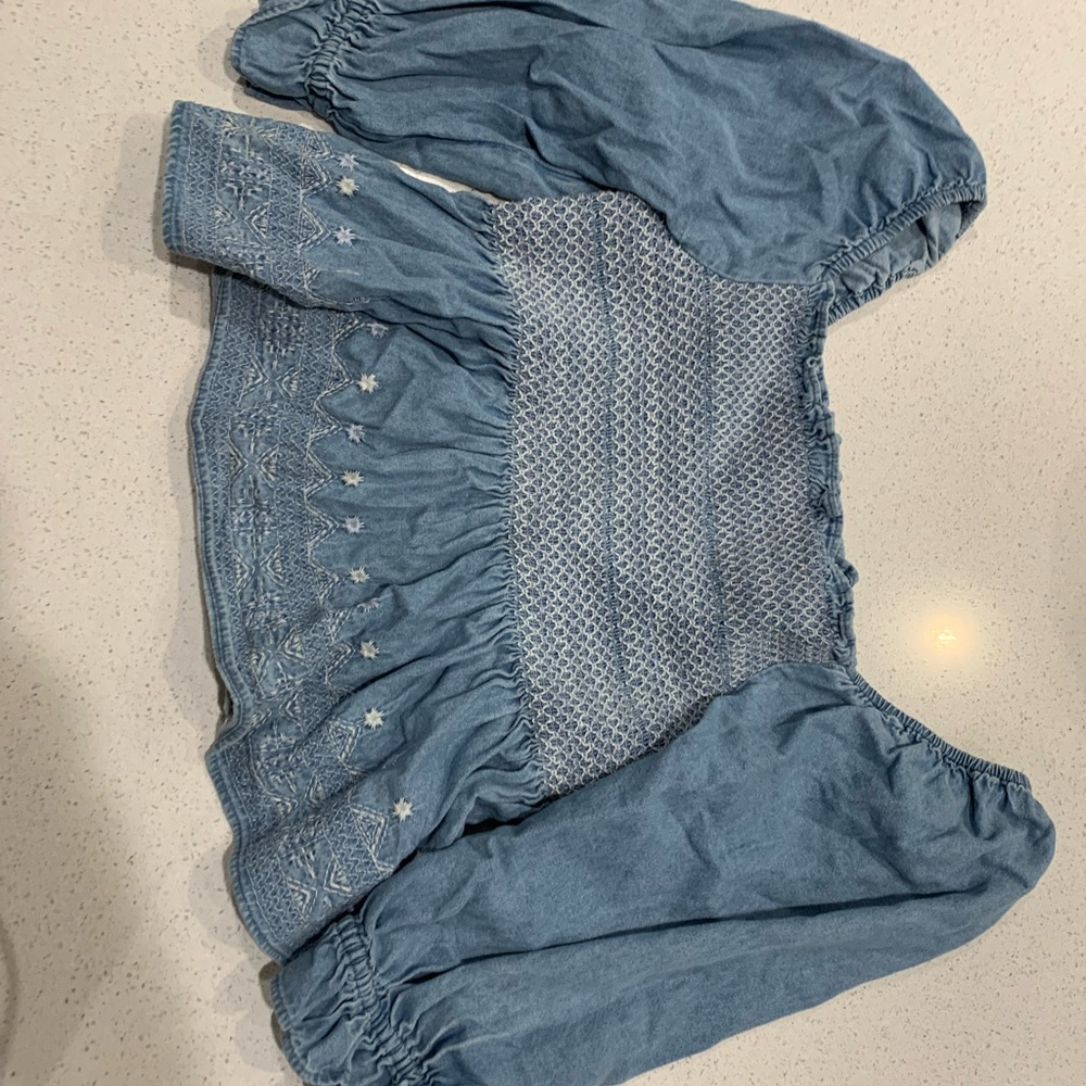 American Eagle Outfitters Blue Smocked Top